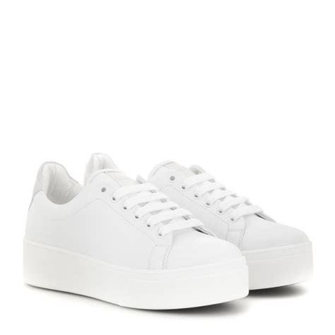 platform white sneakers leather